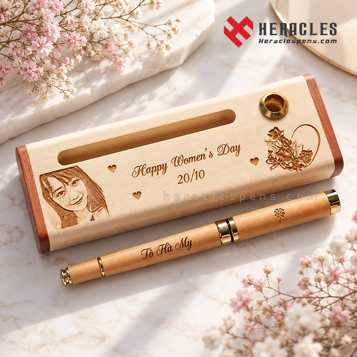 Review Hộp Bút Gỗ Khắc Chân Dung Và Tên Theo Yêu Cầu: Món Quà 20/10 Độc Đáo Nhất Cho Phái Đẹp 1 Hộp bút gỗ khắc chân dung và tên Tô Hà My món quà 20/10 lãng mạn ý nghĩa